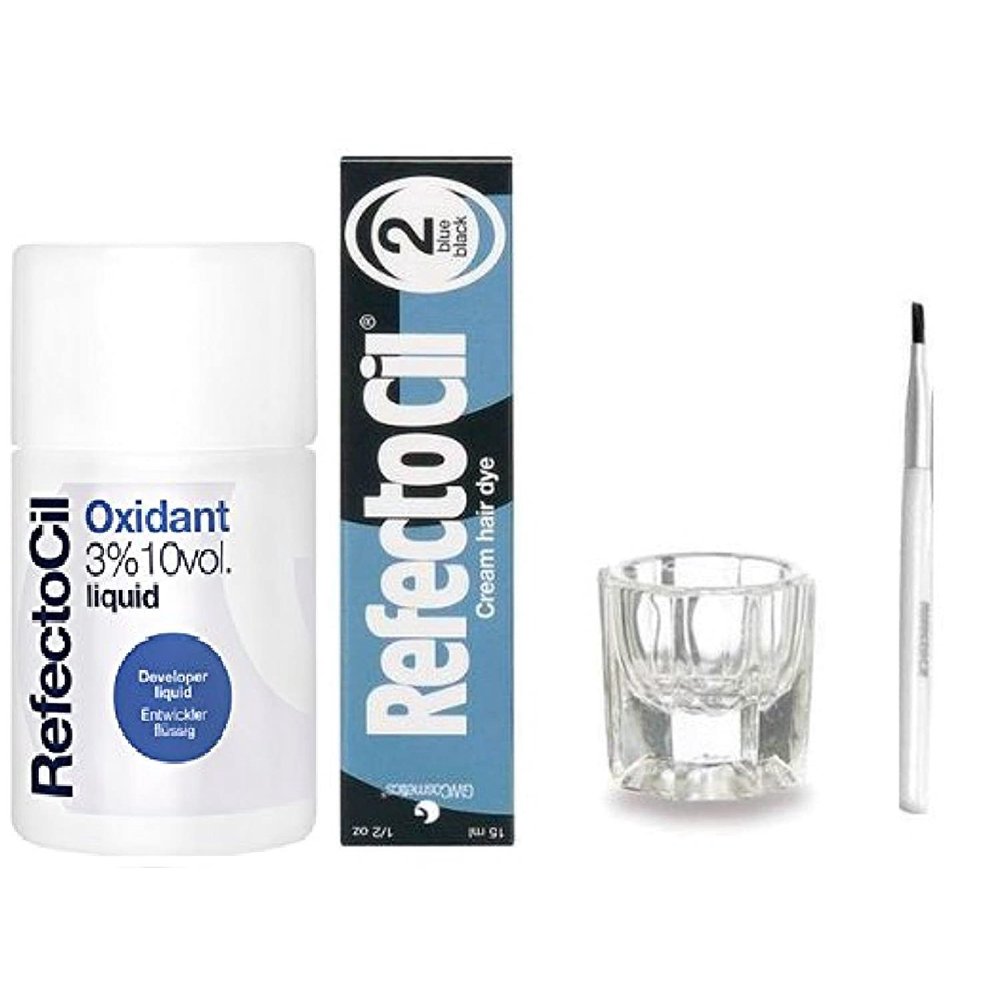 REFECTOCIL COLOR KIT Blue Black Cream Hair Dye 1/2oz + Liquid Oxidant