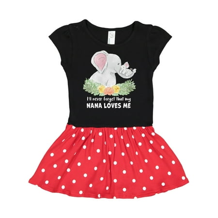 

Inktastic I ll Never Forget That My Nana Loves Me with Cute Elephants Gift Toddler Girl Dress