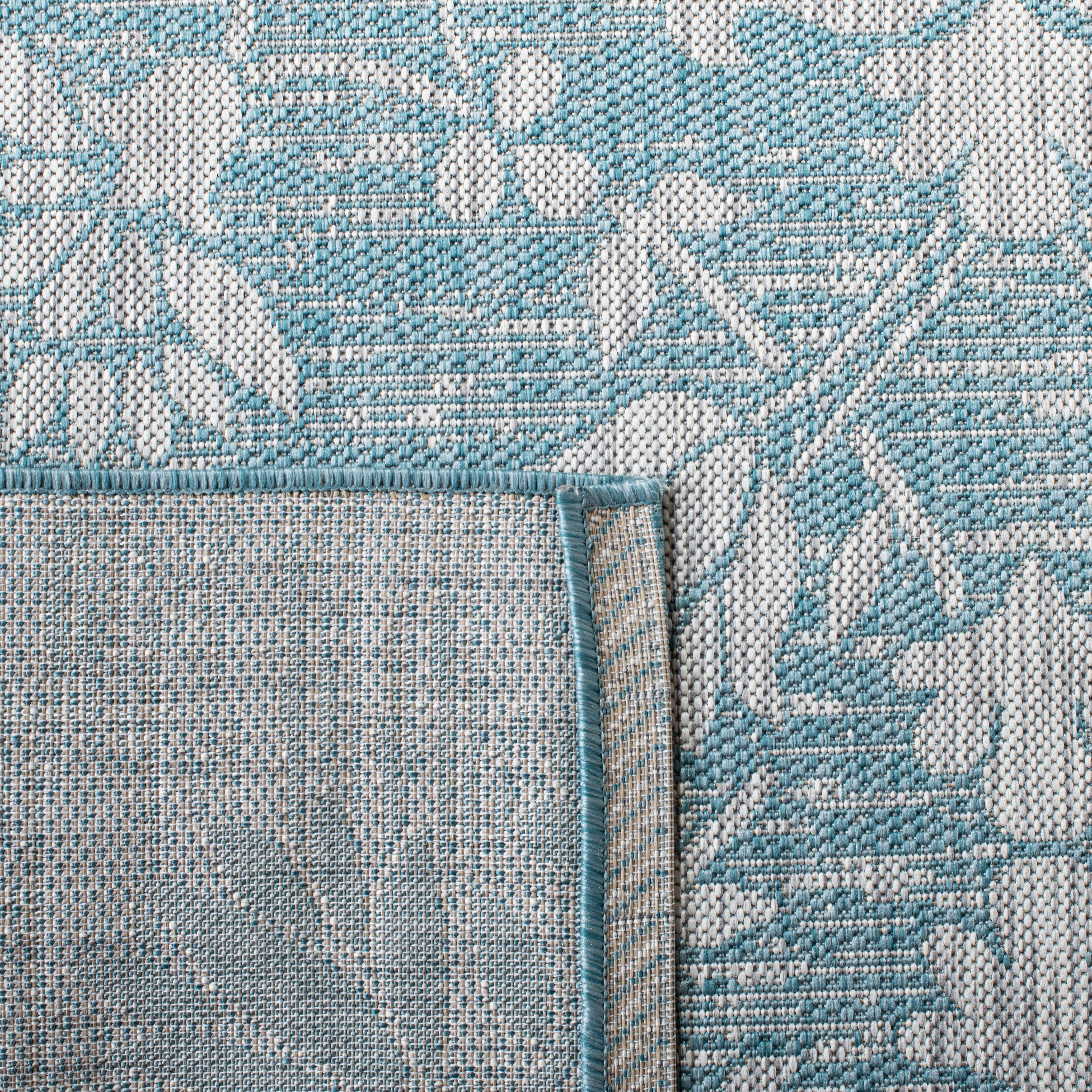 SAFAVIEH Courtyard Nina Floral Indoor/Outdoor Area Rug, Aqua/Grey, 6'7" x 6'7" Square