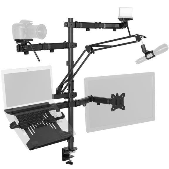VIVO Black All-In-One Livestream Desk Mount, 17" to 32" Monitor, Laptop, Camera