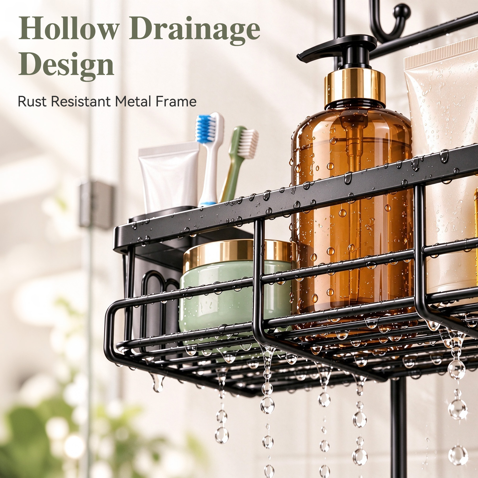 TINANA Over-The-Door Shower Caddy, Stainless Steel photo 4