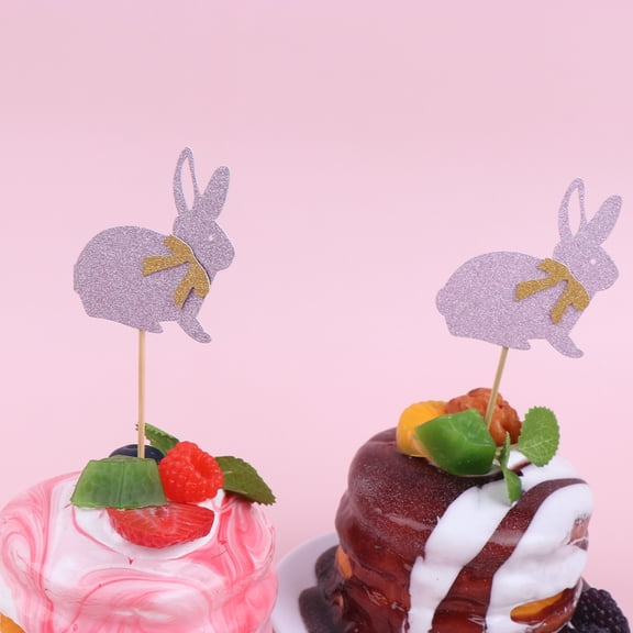 OUNONA Pcs Luau Bunny Cake Sticks Party Dessert Decoration