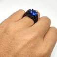 thumbnail image 7 of Matching Skull Rings Couple Ring Gold Plated Blue 1CT CZ Women Wedding Ring Set Male Ring, 7 of 7