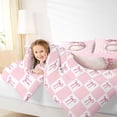 thumbnail image 4 of jejeloiu Pink Cartoon Bows Queen Comforter Set,Modern Geometric Checkered Bedding Comforter Set For Girls Teens Reversible 3pcs, 4 of 8