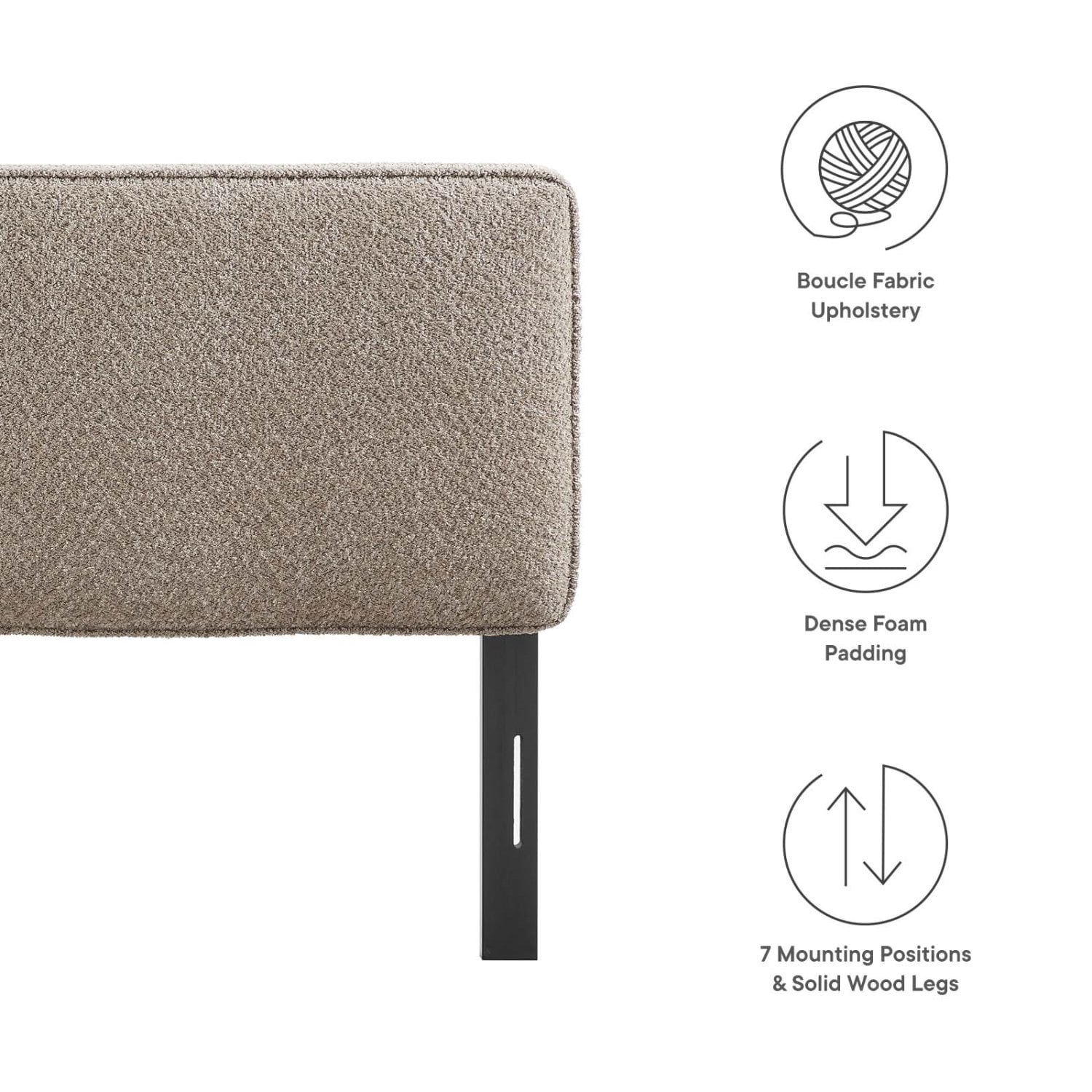 Headboard, Full Size, Oatmeal, Fabric, French Bedroom, Modern Contemporary HB36841