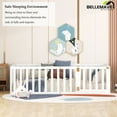 thumbnail image 2 of Bellemave Twin Size Floor Bed with Fence and Door, Wood Montessori Bed Frame, Floor Bed Frame, Slats Not Included (Twin, White), 2 of 11