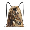 thumbnail image 1 of Saiise Musical Horse Vintage Collage Pattern Sports Drawstring Backpack - String Swim Gym Bag with Wet Proof Pocket for Women&Men-Small, 1 of 6