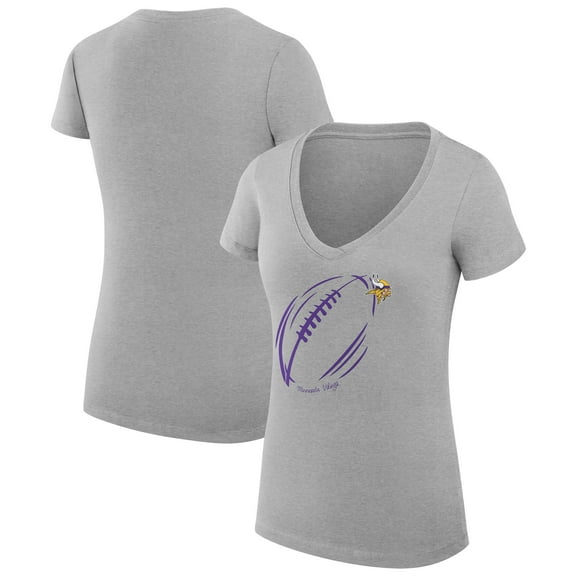 Women's G-III 4Her by Carl Banks  Heather Gray Minnesota Vikings Super-Slim Fit Lightweight Subtle Football V-Neck