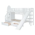 thumbnail image 5 of Newest Twin-Over-Twin Castle Style Bunk Bed with 2 Drawers 3 Shelves and Slide - White, 5 of 11
