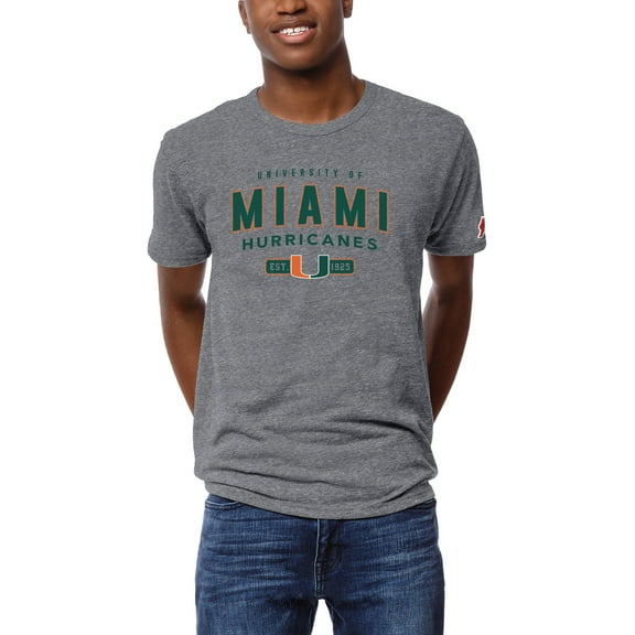 Men's League Collegiate Wear Heather Gray Miami Hurricanes Victory Falls Tri-Blend T-Shirt