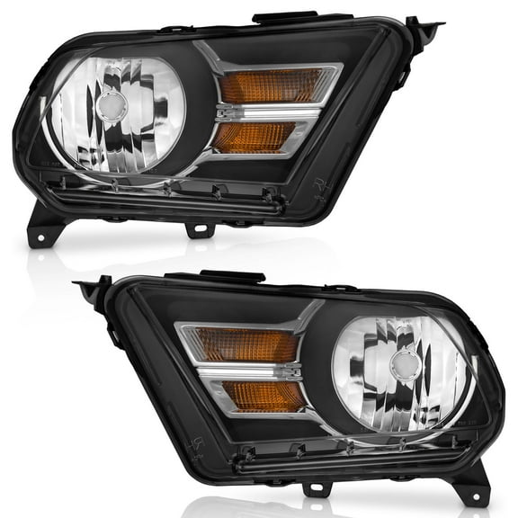 WEELMOTO Headlight Compatible with 2010-2014 Ford Mustang Headlights Assembly Headlamp Replacement for 10 11 12 13 14 Ford Mustang Black Housing