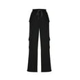 thumbnail image 6 of ZZwxWA Cargo Pants Women High Waisted Drawstring Stretchy Bootcut Yoga Pants with Pockets Wide Leg Flare Legging Lightweight Sweatpant Solid Color, 6 of 7