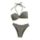 thumbnail image 1 of Traje de baño para mujer, bikini con cuello colgante para mujer, conjunto de traje de baño de playa con estampado de rayas a la moda, trajes de baño para mujer, 1 of 4