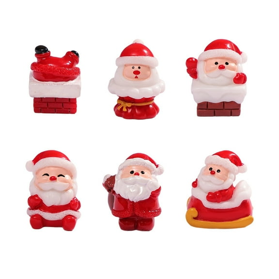 12pcs Mini Christmas Figurines Santa Claus Resin Ornaments for Crafts Dollhouse Decorations Cake Toppers