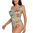 thumbnail image 4 of Balery Cute Dog One Shoulder Swimsuits for Women Ruffle Swimsuits Tummy Control One Shoulder Bathing Suits-XX-Large, 4 of 8