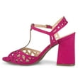 thumbnail image 3 of Klub Nico TESSA Heeled Sandals-Magenta Suede Open Toe Block Heel Laser-cut Pump (MAGENTA, 10), 3 of 5