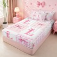 thumbnail image 2 of meiyoeat Pink Kawaii Bow Zipper Twin Comforter Sets with Fitted Sheet and 2 Pillowcases For Girls,Modern Personalized Initial L Zipper Bedding Set For Kids,Pink Reversible,4 Pieces, 2 of 7