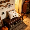 thumbnail image 4 of Halloween Ghost Mummy Embroidery Throw Pillow, 18"x18" Beige Decorative Linen Cushion with Ghost Mummy Bat Spider Star Embroidered Pattern for for Sofa Bed Couch Indoor Home Holiday Party Styling, 4 of 6