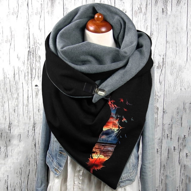 TIMIFIS Tuques pour Femmes Mode Hiver Femmes Imprimé Bouton Doux Châle Décontracté Chaud Foulards Châles -