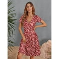 thumbnail image 2 of Summer Dresses for Women 2024 Short Sleeve V Neck Wrap Dress Casual Midi Sundresses, 2 of 6