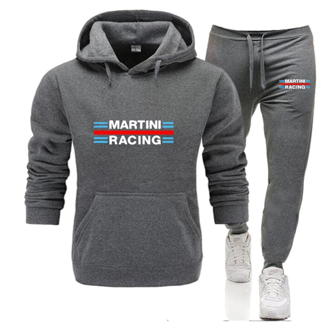 Conjunto de chándal de carreras Martini para correr de otoño, sudadera con capucha y pantalones para hombre, chándal informal, ropa deportiva para hombre, ropa de gimnasio, chándal nuevo 2024