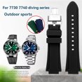 thumbnail image 2 of Correa de reloj de silicona para hombre Oris 7730 7740 Diving Series Sports, resistente al agua, con salientes de 24 x 12 mm, color negro, naranja y azul, 2 of 5