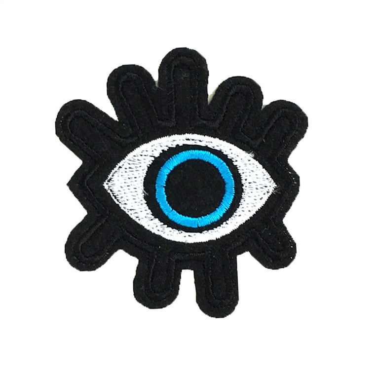 Evil Eye Protection Embroidered Iron On Patch Applique, Blue 