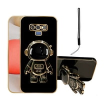 Annyojo for Samsung Galaxy Note 9 Case with 6D Plating Astronaut Hidden Stand and Lanyard Strap Soft TPU Shockproof Protective Cover Luxury Phone Case for Galaxy Note 9 - Black