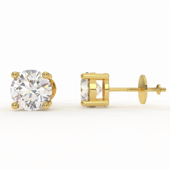 2.25 Ct Princess Cut Diamond Stud Earrings Solid14K Yellow Gold Basket Screw Earrings For Women's All Occassion Wear