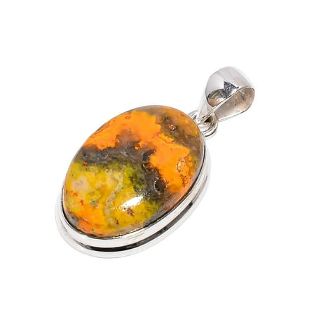 Yellow Bumble Bee Jasper Stone 925 Sterling Silver Pendant Gift Jewelry