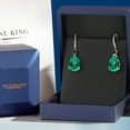 thumbnail image 5 of Gem Stone King 925 Silver and 10K Yellow Gold Green Nano Emerald and Black Onyx and White Lab Grown Diamond Earrings for Women | 19.16 Cttw | Gemstone May Birthstone | Pear Shape 18X13MM, 5 of 6
