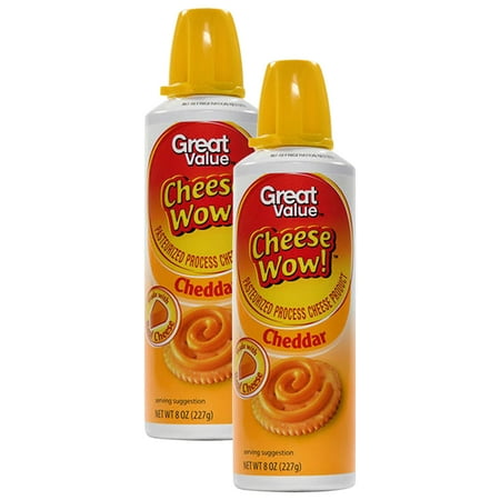 - (2 Pack) Great Value Cheese Wow Pasteurized Process Cheddar Cheese Product, 8 oz
