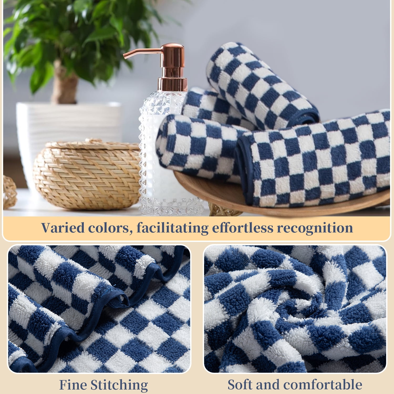 Beartech 12 Piece Microfiber Bath Towel Set:4 Bath Sheet Towels,4 Hand,4 Washcloths Ultra Soft & Absorbent,Quick Dry & Less Lint Shower Towels Set For Bathroom Hotel-Navy Blue