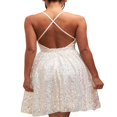 thumbnail image 2 of Femmes Été Profond V Cou Paillettes Bodycon Mini Robe de Soirée, 2 of 3