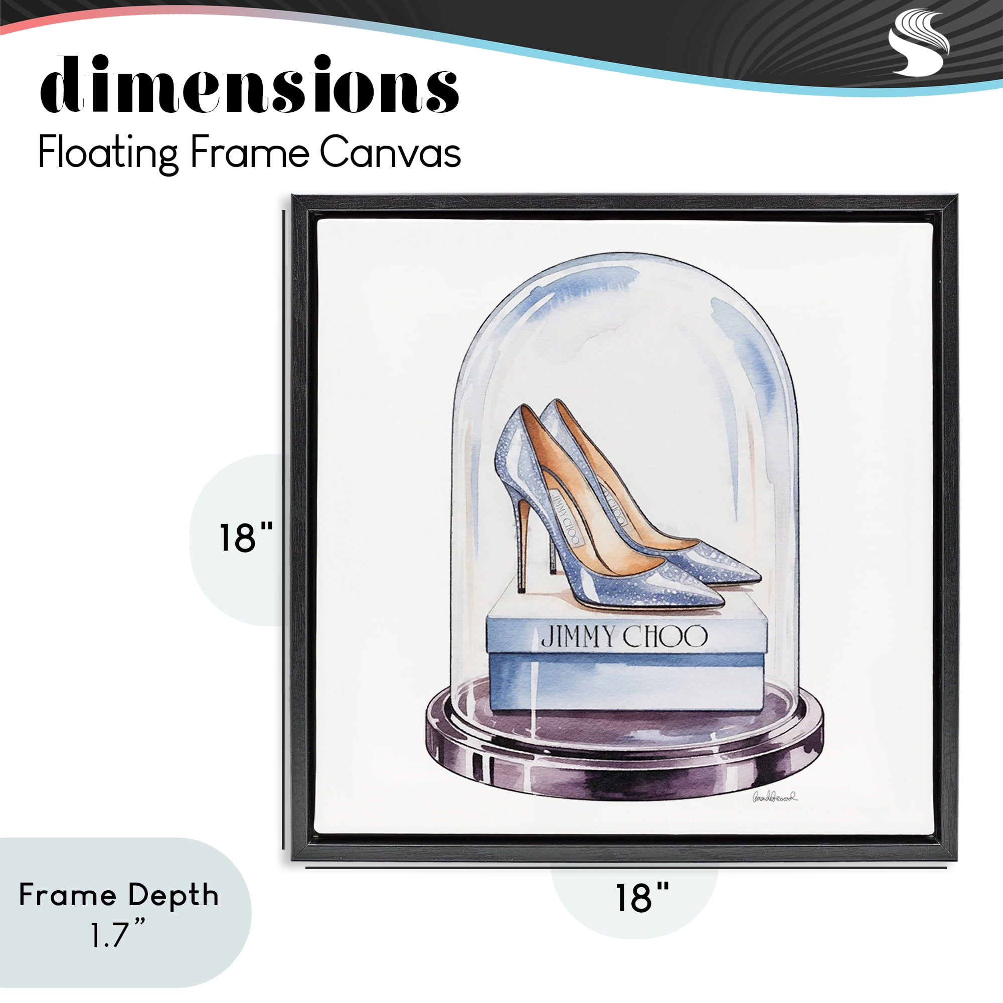 Stupell Industries Elegant Shoes in Bell Jar Black Framed Floater Canvas Wall Art, design by Amanda Greenwood