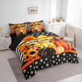 thumbnail image 2 of Manfei Watercolor Polka Dot Pumpkin King Bedding for Kids, Black White Sunflower Stripe King Bed in a Bag, Black Reversible, 7pcs, 2 of 7