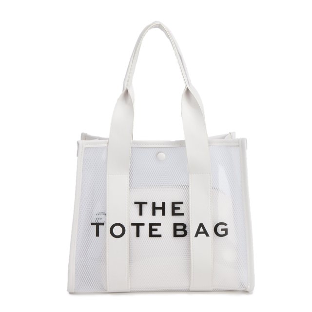 Bolso de mano tipo bandolera con diseño de letras y transparente de estilo moderno