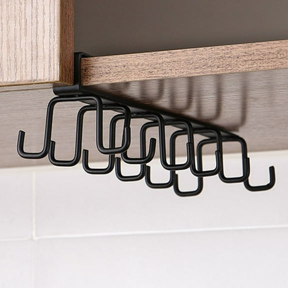 Dusknt Cup Hook Under Shelf Black Hooks Under Shelf Cups Rack Drilling Coffee Cups Holder Kitchen Utensil Holder Hanging Hooks Rack for Kitchen Cabinet,1Pc Hook, Household Hooks Clearance Sale!
