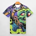 thumbnail image 3 of Psychedelic Zombie Skull Print Men Zipper T-shirt Summer Casual Short Sleeve T-shirt Top, 3 of 7