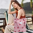 thumbnail image 5 of Ayieyill Corduroy Tote Bag for Women Girl Canvas Shoulder Cord Purse with Inner Pocket (Pink Strawberry), 5 of 6