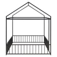 thumbnail image 5 of Bellemave Full Size Montessori House Bed, Metal Floor Bed with Guardrails and Roof, Playhouse for Kids Teens Girls Boys (Black), 5 of 8