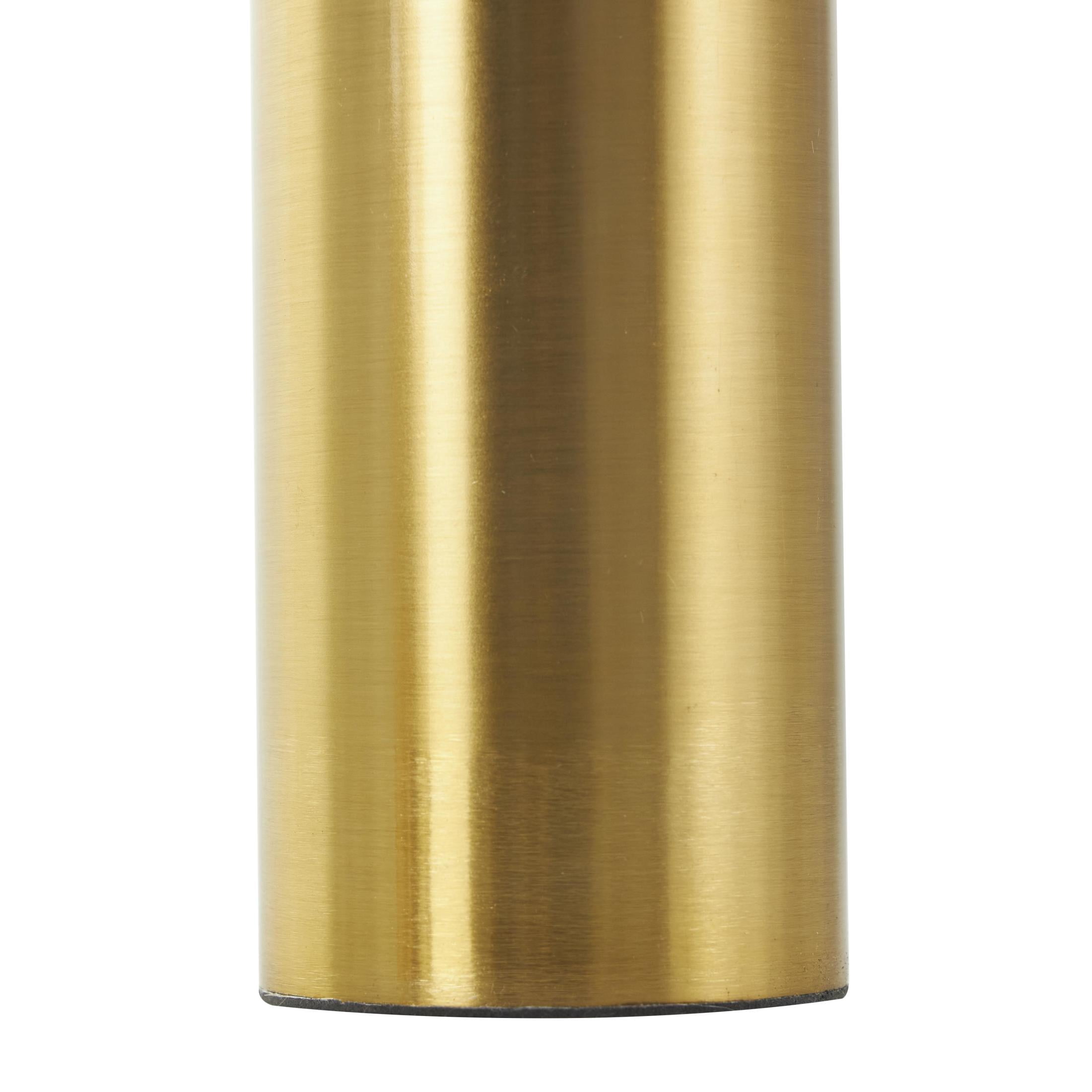 10", 8", 7"H Gold Metal Cylinder Post Geometric Sculpture with Clear Glass Orbs, by DecMode (3 Count)