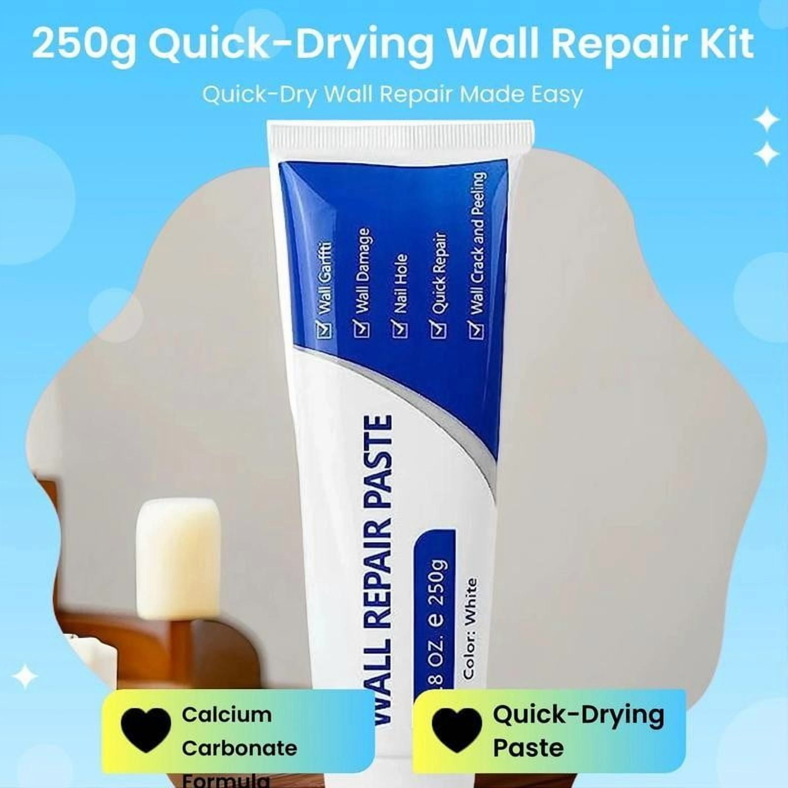 Wall Repair Paste Kit 250g - Strong Adhesion, Fast Drying, Perfect for Filling Holes, Cracks, and Damaged Surfaces with Complete Repair Tools Included
