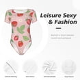 thumbnail image 6 of Naloa Strawberry Floral Women's Short-Sleeved Onesie, One-Piece Swimsuit for Parties, dates, clubs - XX-Large, 6 of 9