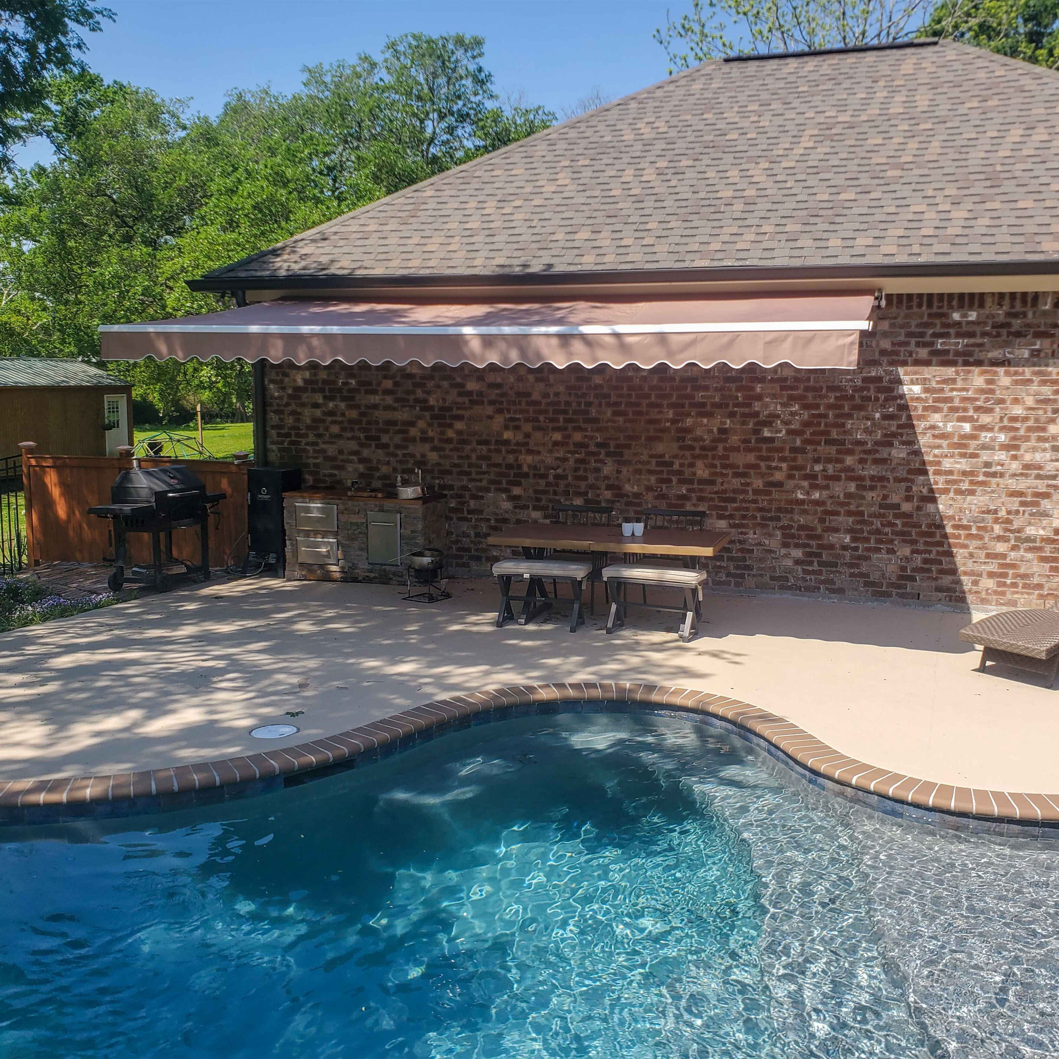 ALEKO 20 x 10 ft Sand Motorized Retractable Patio Awning