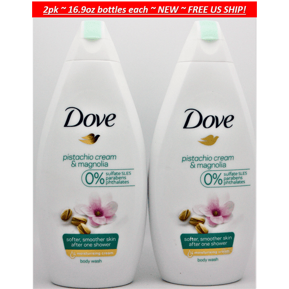 2 pack Dove Pistachio Cream & Magnolia Moisturizing Cream Body Wash 16.9oz each