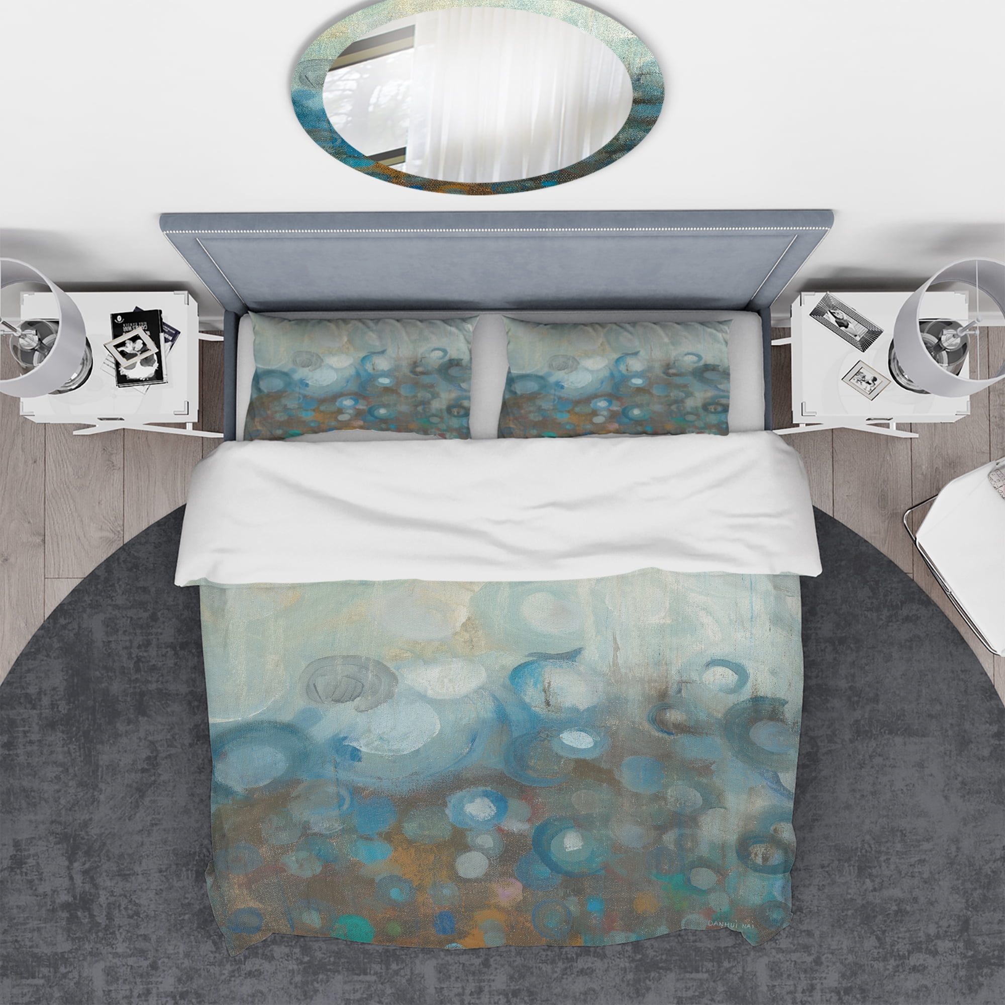Designart 'Blue and Bronze Dots on Glass I' Geometric Duvet Cover Set