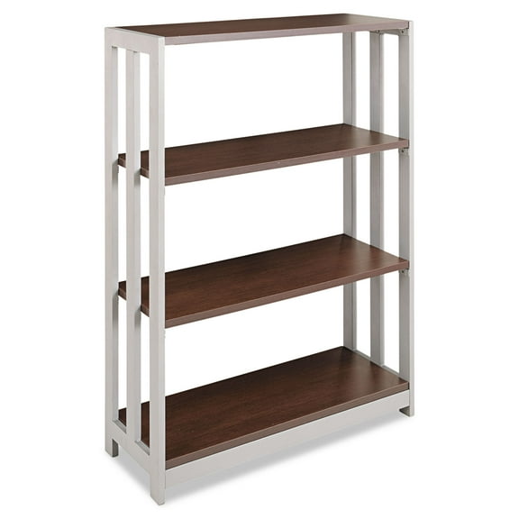 Linea Italia Trento Line Bookcase, Three-Shelf, 31.5w x 11.63d x 43.25h, Mocha