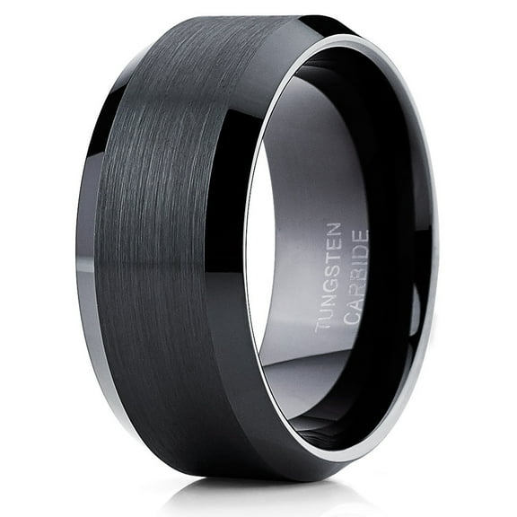 10mm Black Tungsten Ring Anniversary Ring Men & Women Black Tungsten Ring Unique Tungsten Ring Comfort Fit