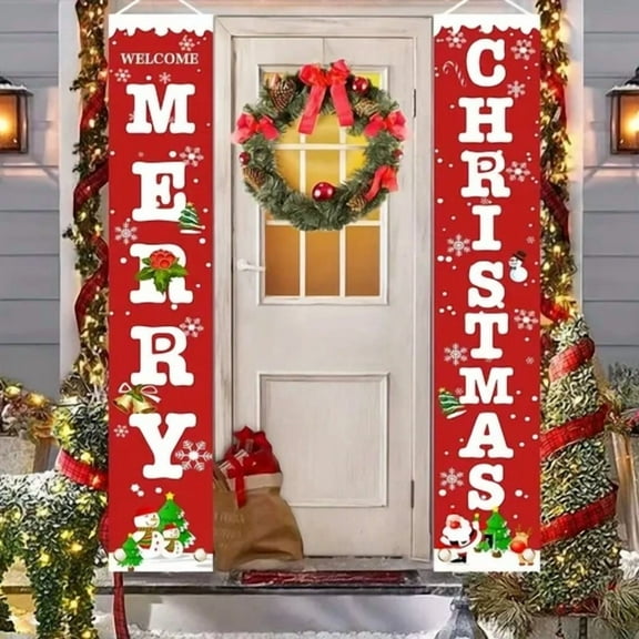 QUEST- Christmas Decorations Merry Christmas Banner Xmas Outdoor Yard Front Porch Sign